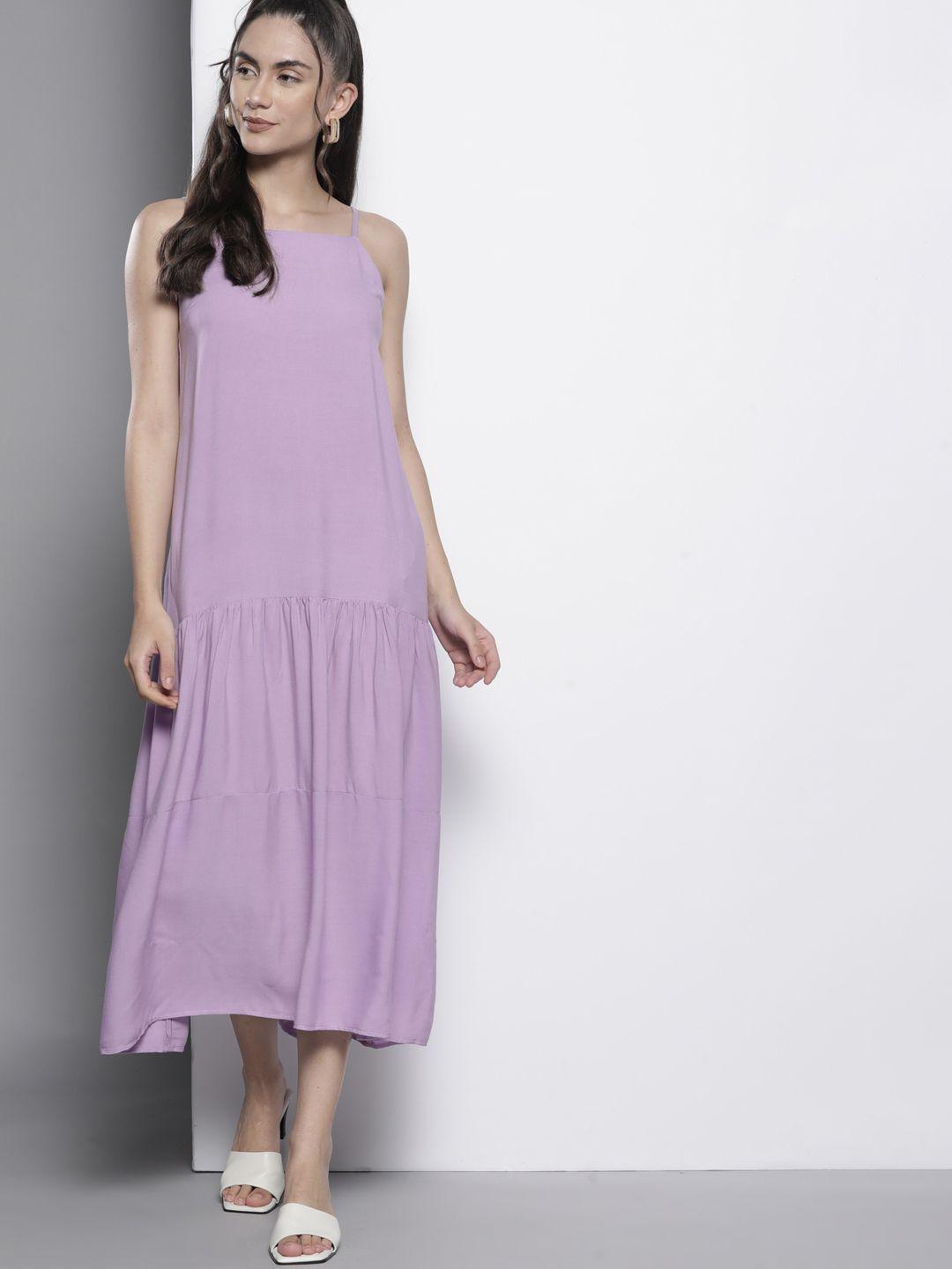 trendyol lavender a-line midi dress