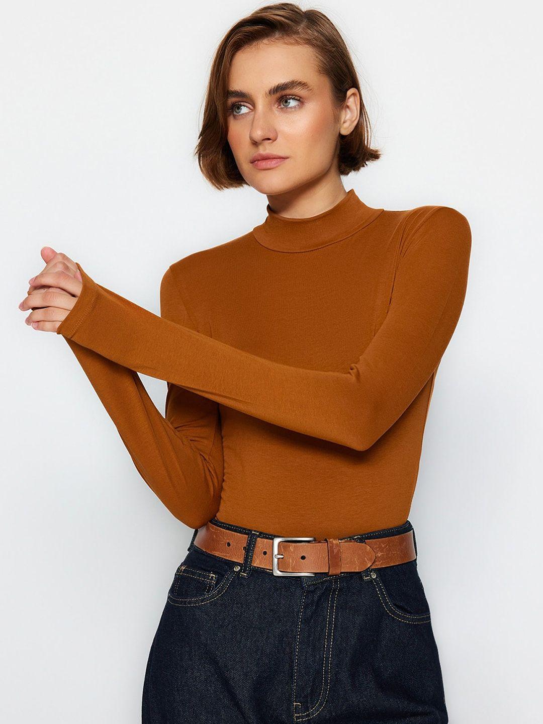 trendyol long sleeves high neck fitted top