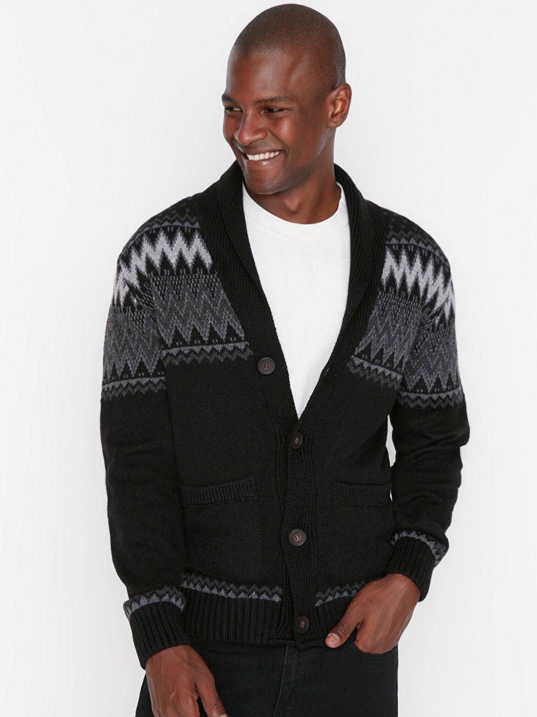 trendyol men black cardigan