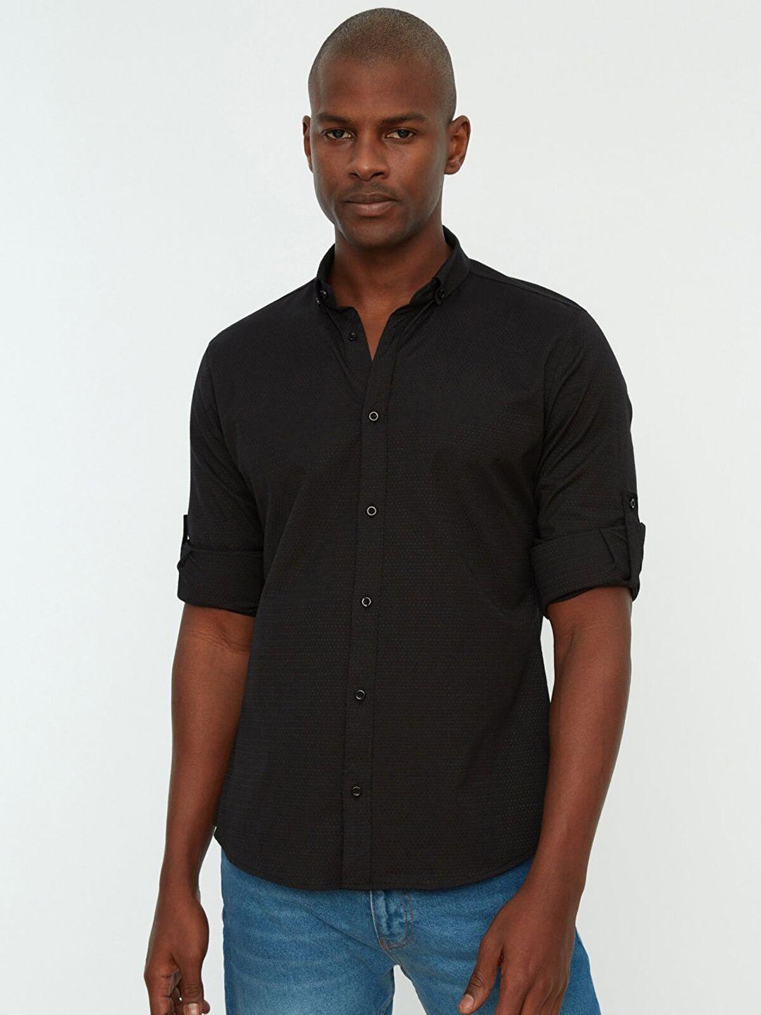 trendyol men black casual shirt