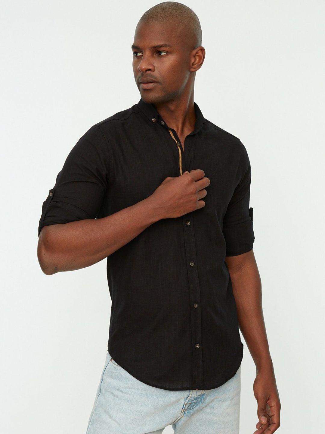 trendyol men black casual shirt