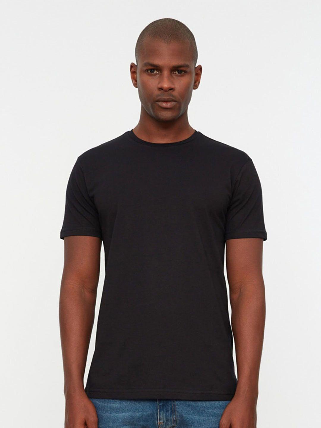 trendyol men black cotton t-shirt