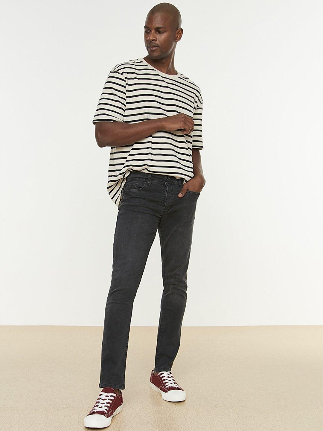 trendyol men black mid rise regular jeans