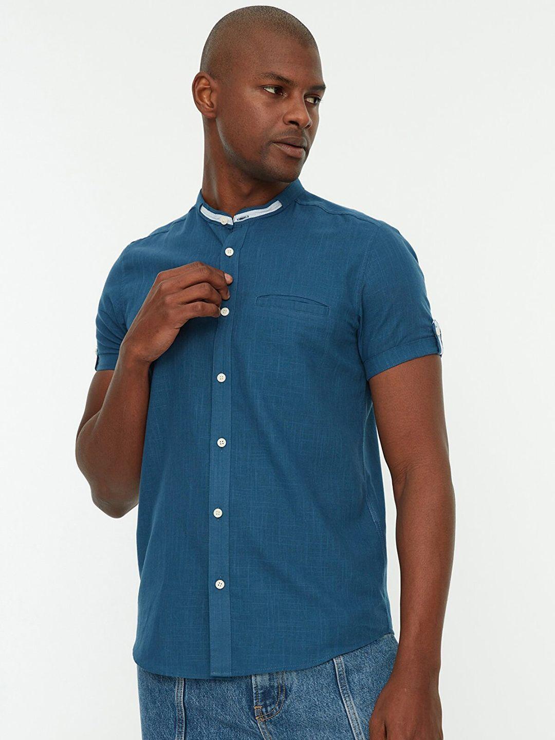 trendyol men blue casual shirt