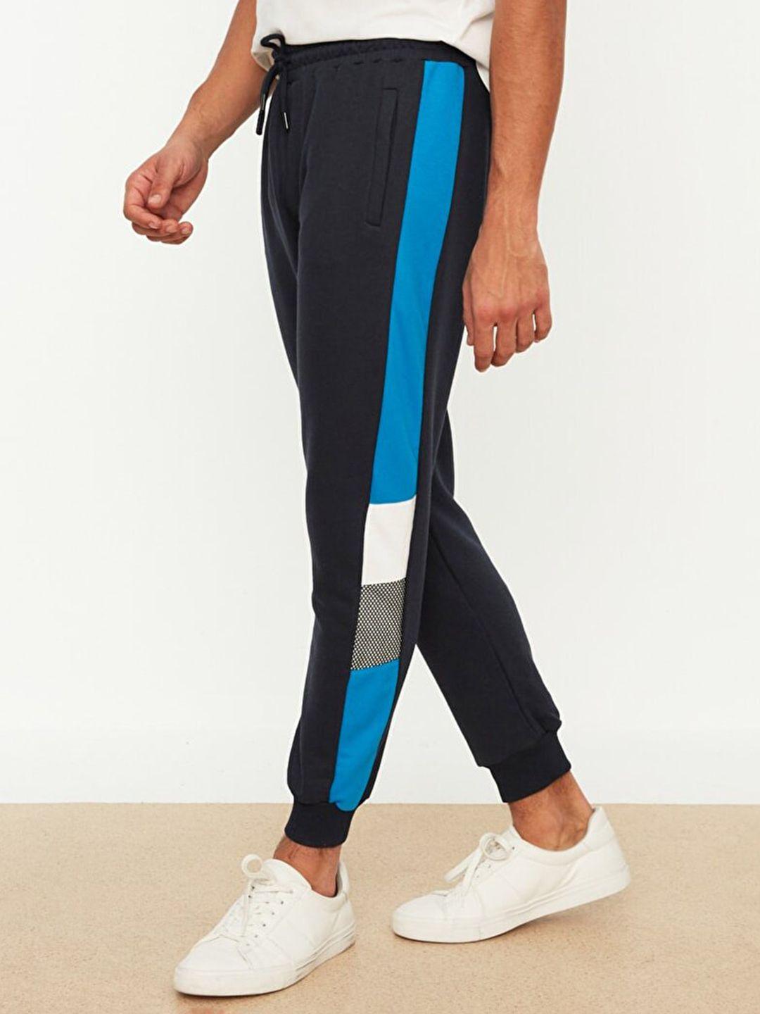 trendyol men blue striped joggers