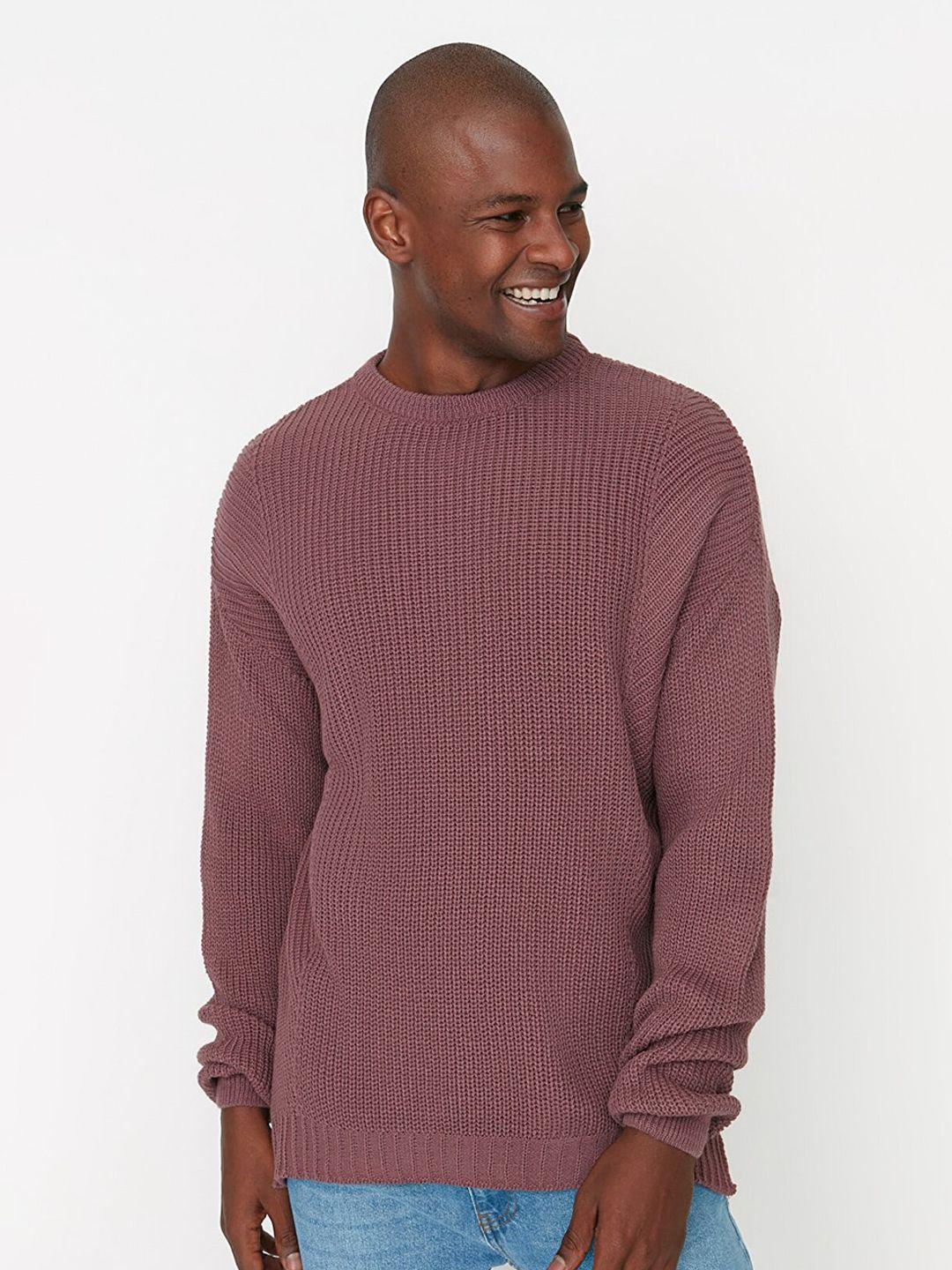 trendyol men brown acrylic pullover