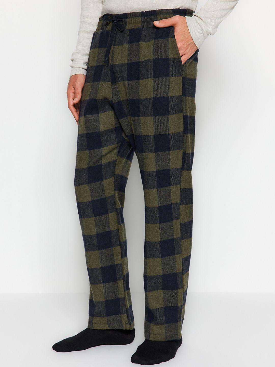 trendyol men checked straight lounge pants