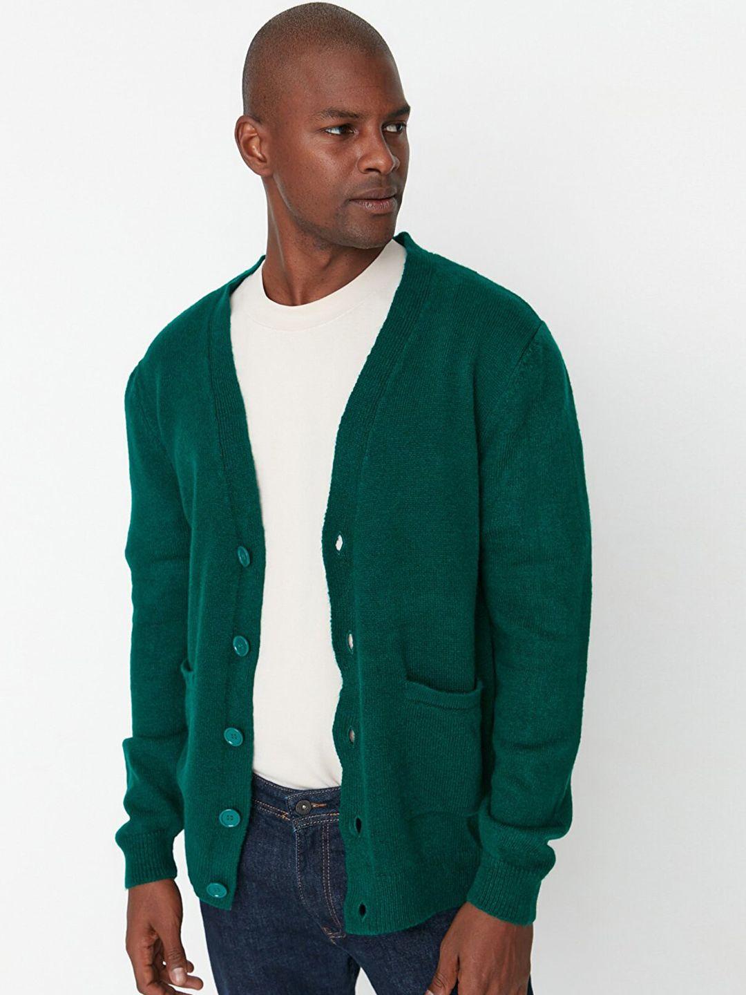 trendyol men green acrylic cardigan sweater