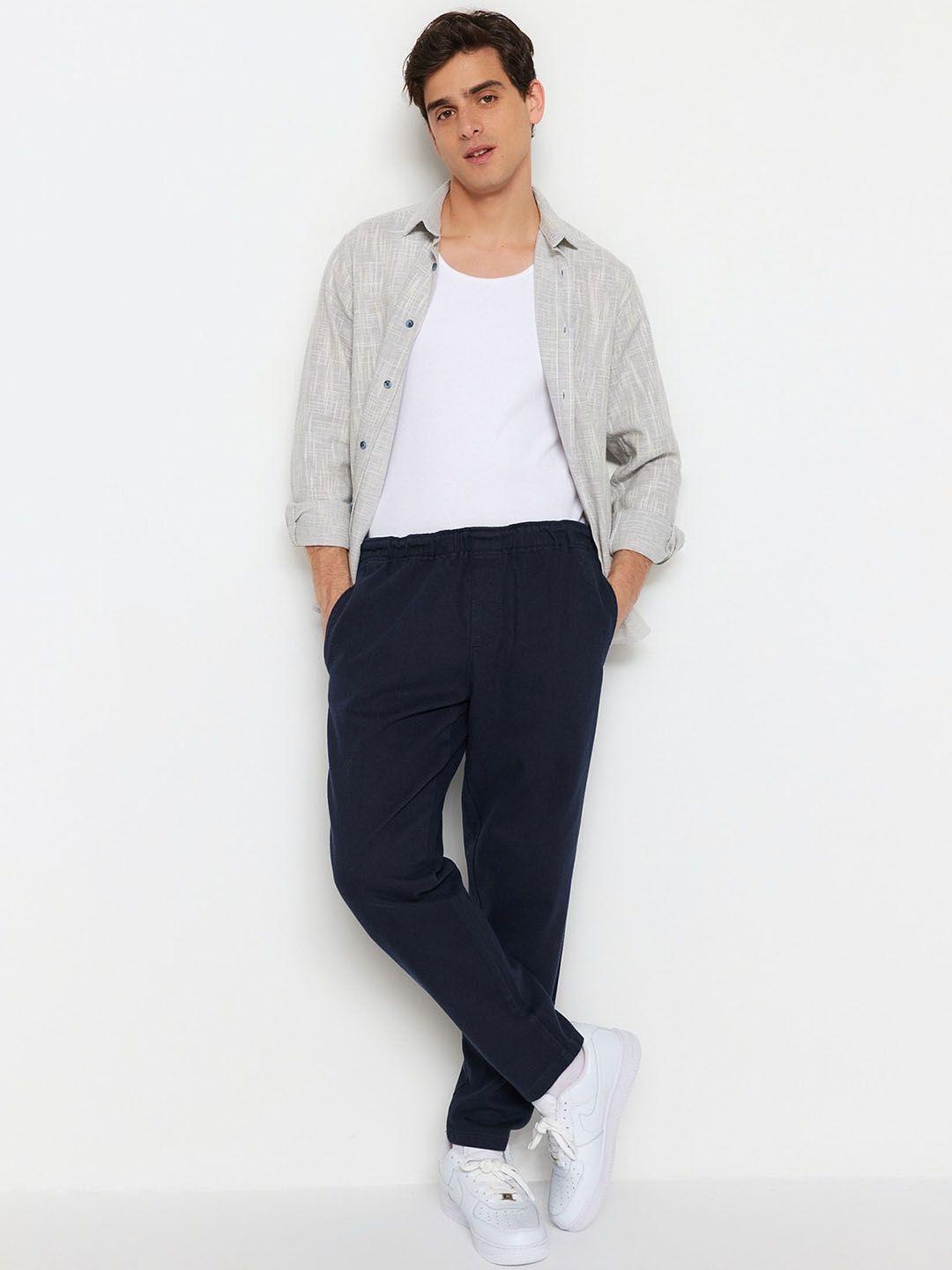 trendyol men mid-rise cotton regular trouser