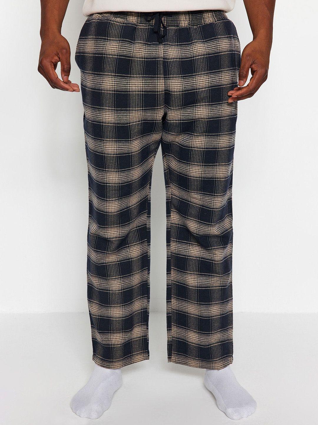 trendyol men plus size checked lounge pants