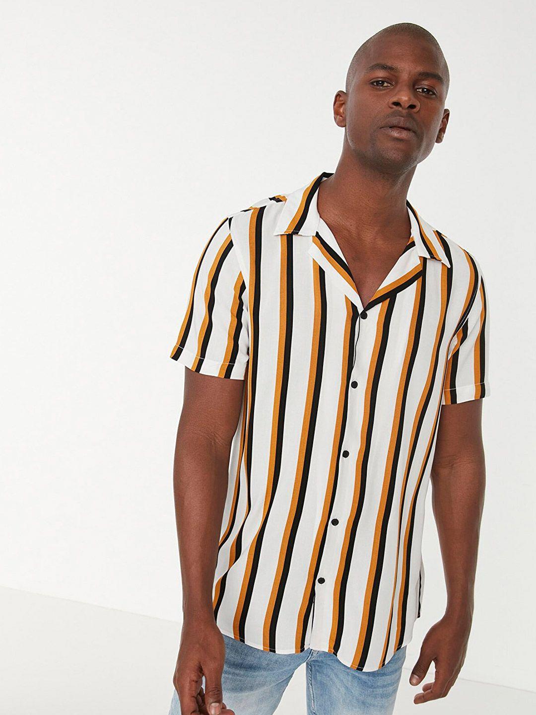 trendyol men striped casual shirt