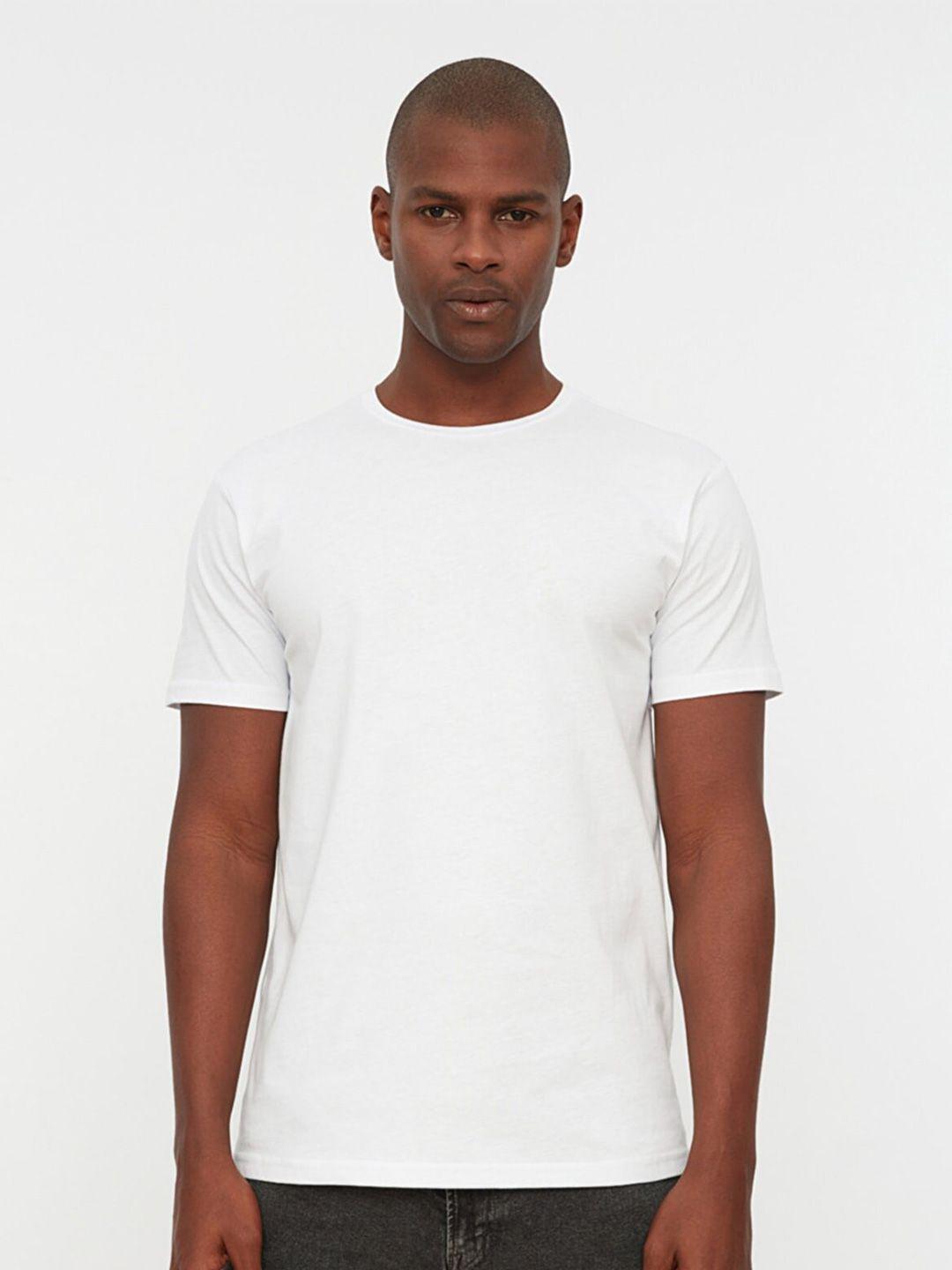 trendyol men white cotton t-shirt