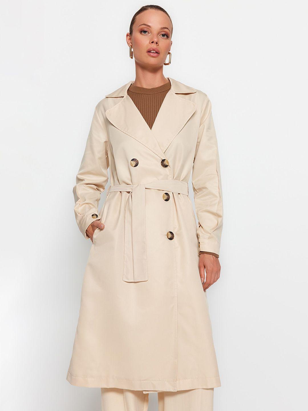 trendyol notched lapel double-breasted overcoat