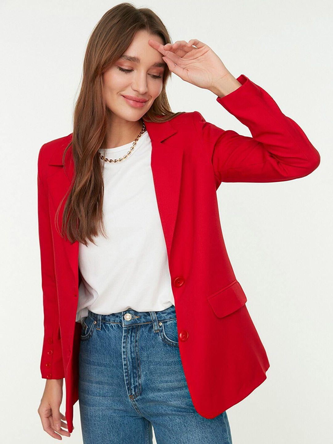 trendyol notched lapel long sleeves single-breasted blazer