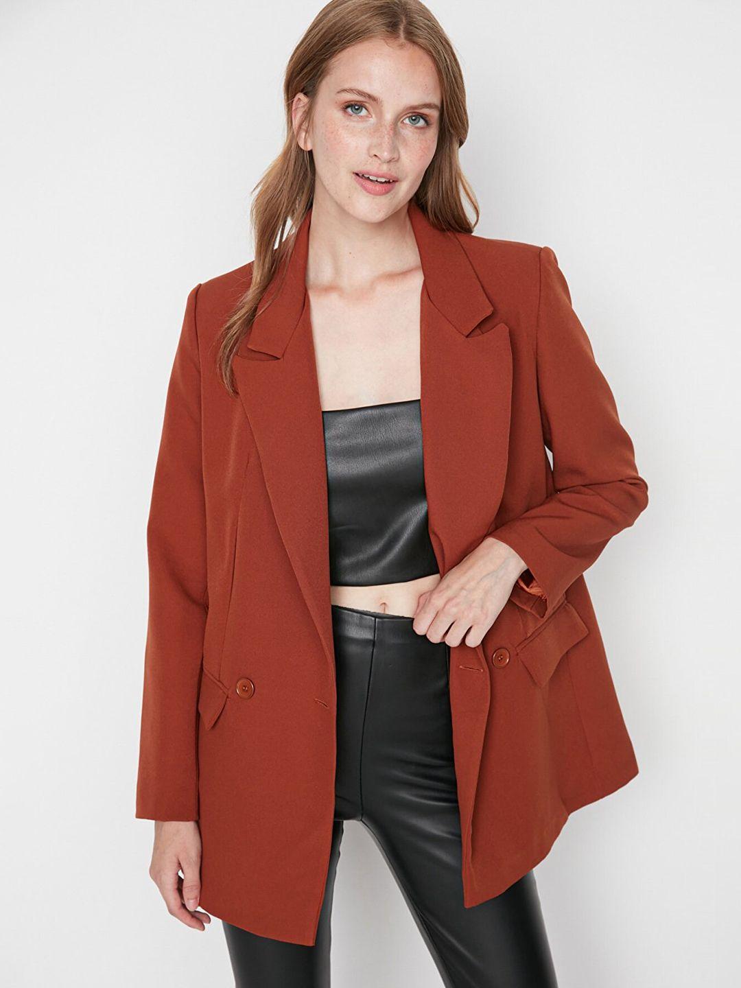 trendyol notched lapel longline blazer