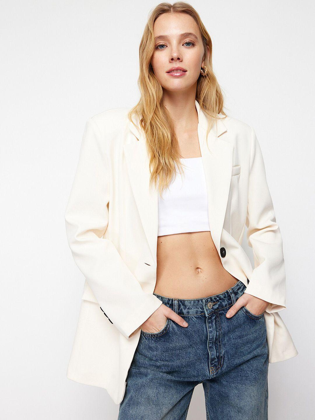trendyol notched lapel single-breasted casual blazer