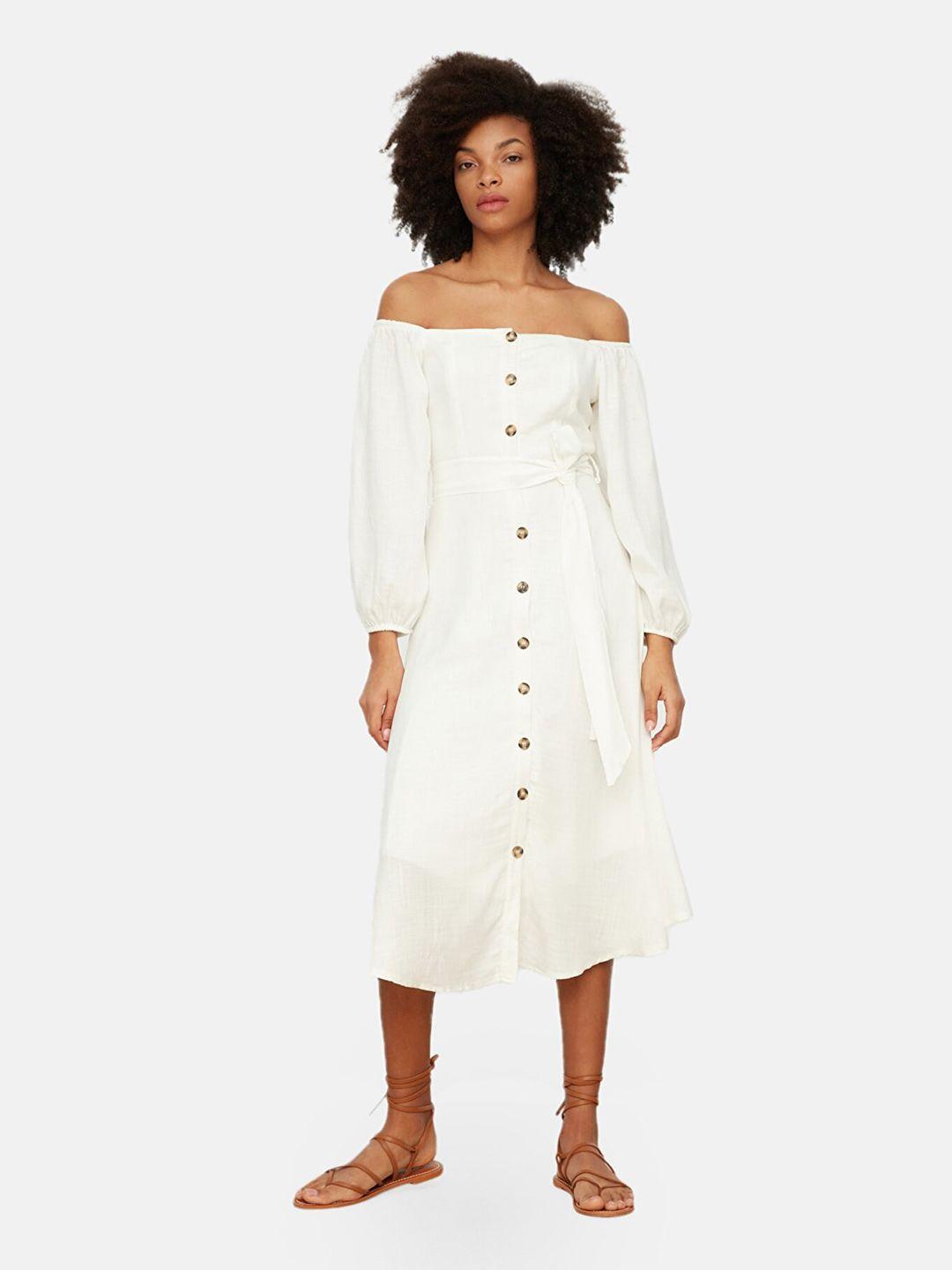 trendyol off-shoulder a-line midi dress