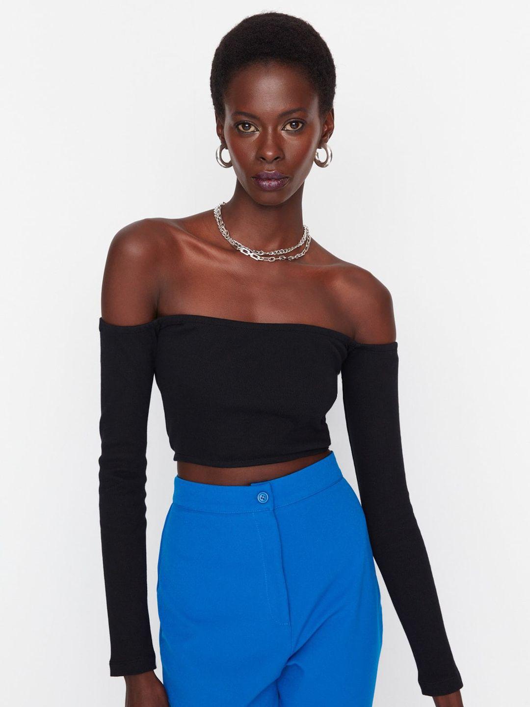 trendyol off-shoulder bardot crop top