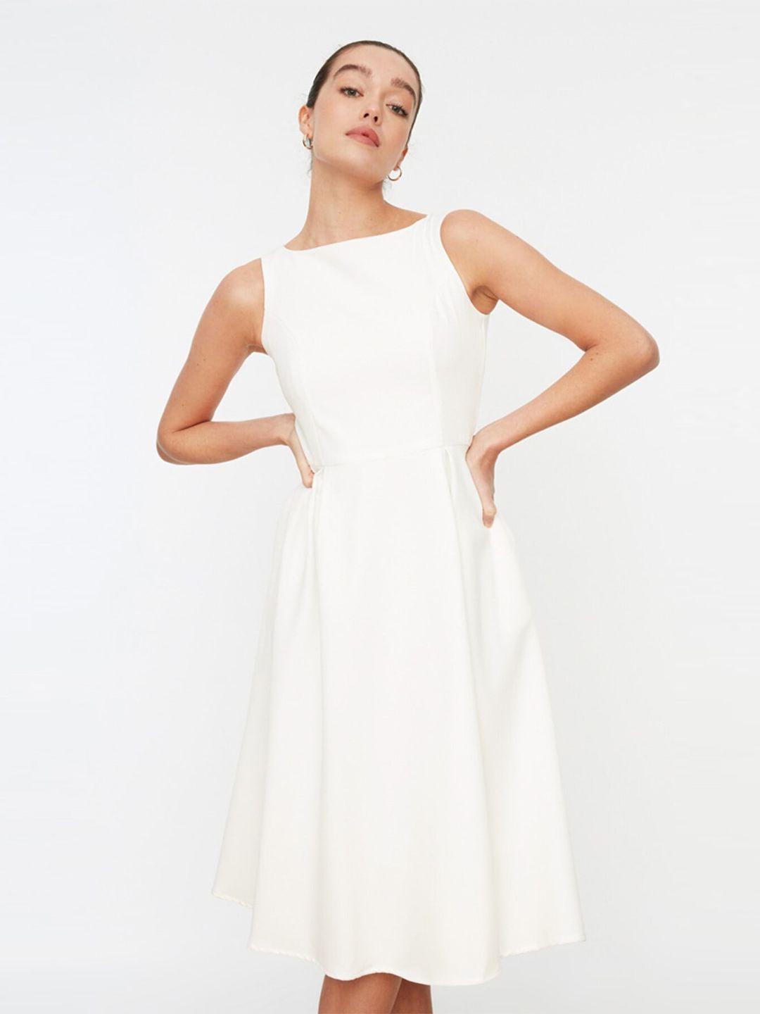 trendyol off white midi dress