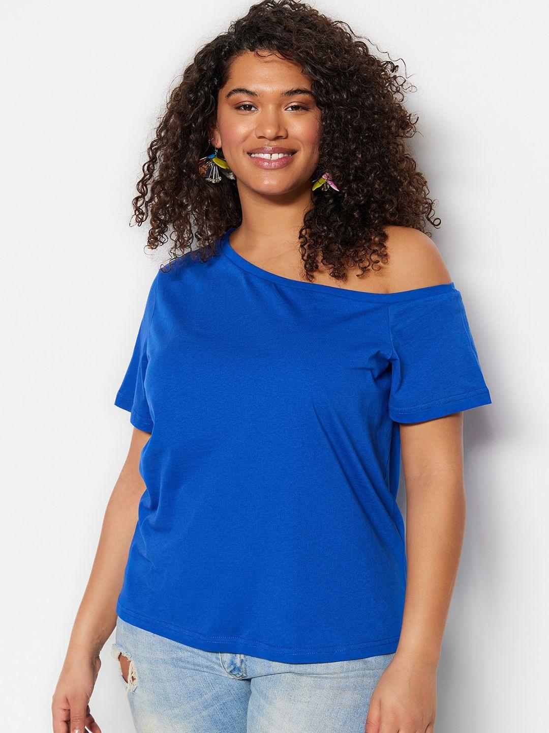 trendyol one shoulder pure cotton top