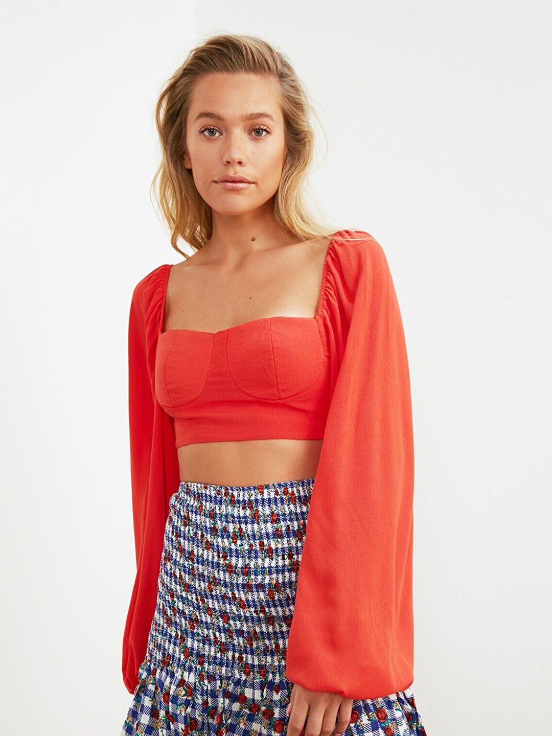 trendyol orange crop top