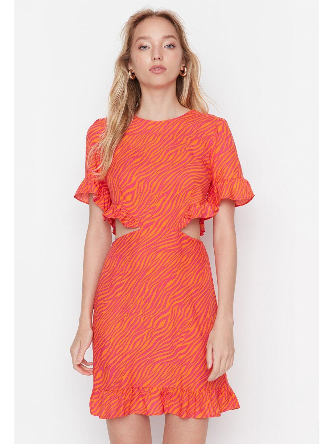 trendyol orange dress