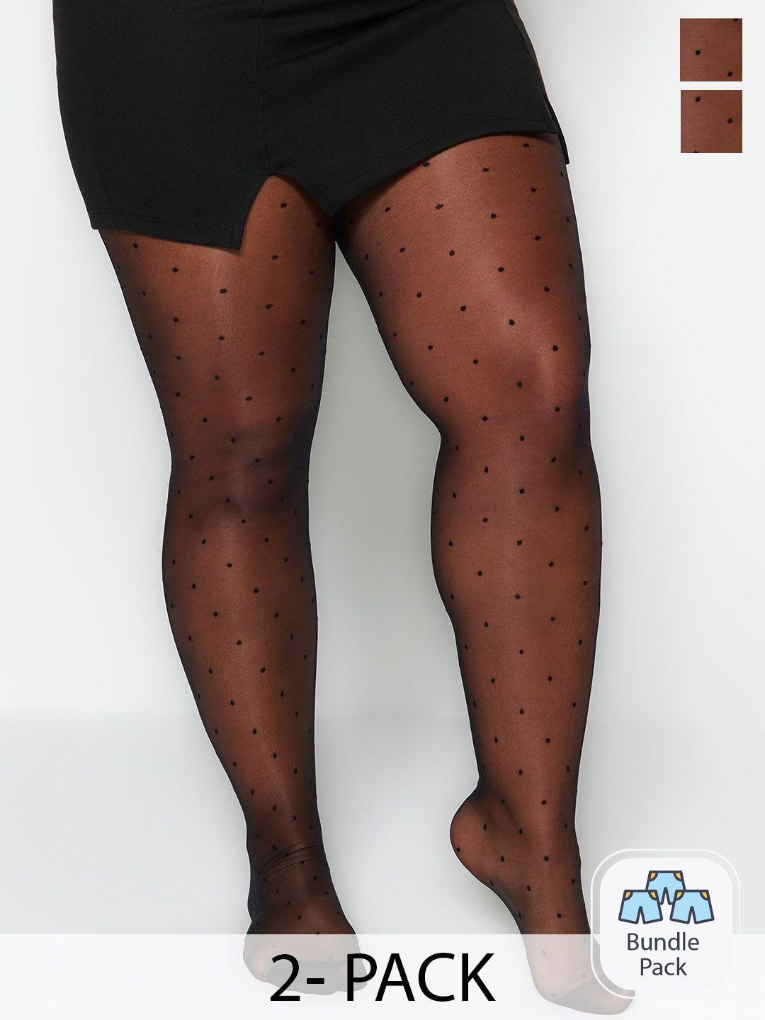 trendyol pack of 2 self-design sheer pantyhose stockings