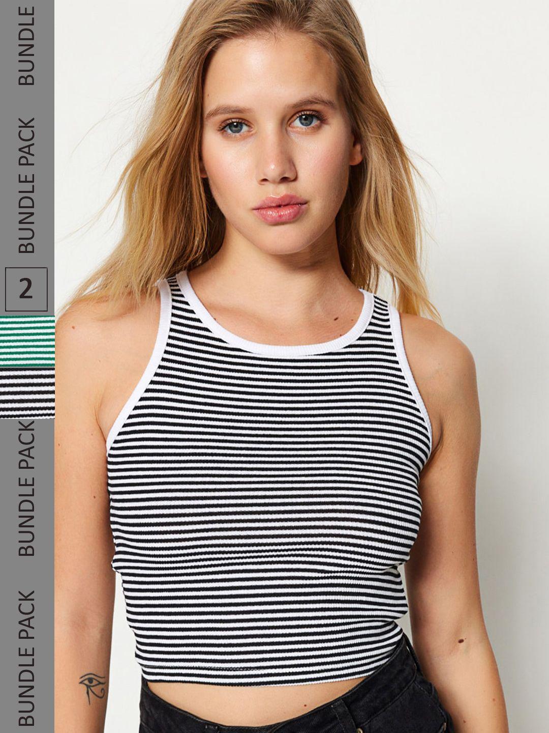 trendyol pack of 2 striped crop tank top