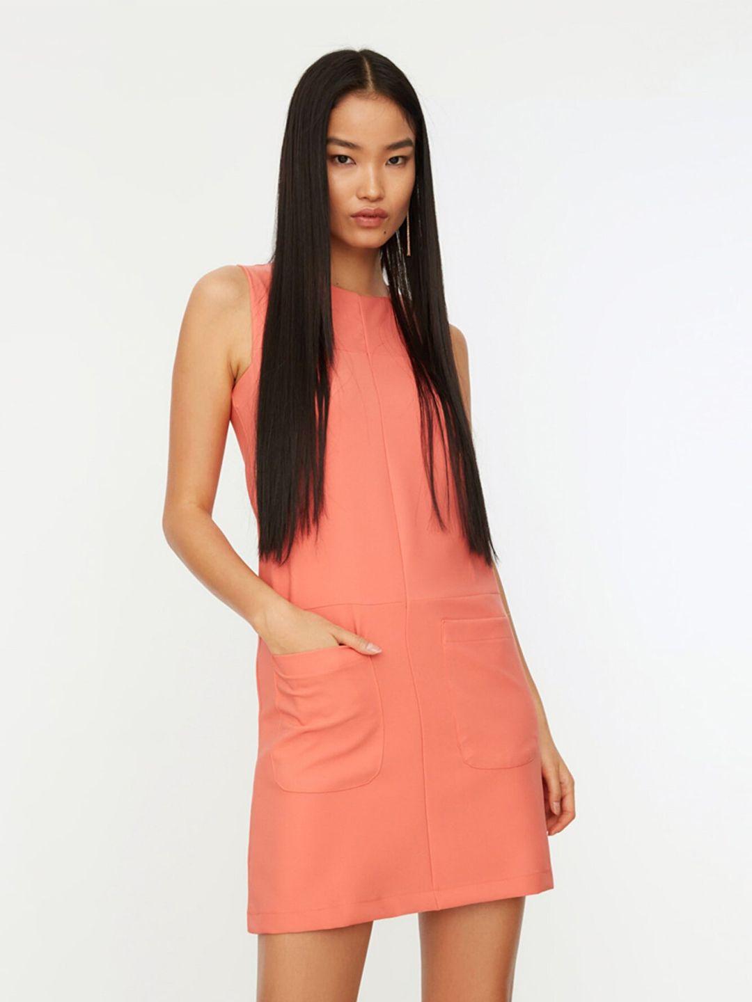 trendyol peach-coloured a-line mini dress