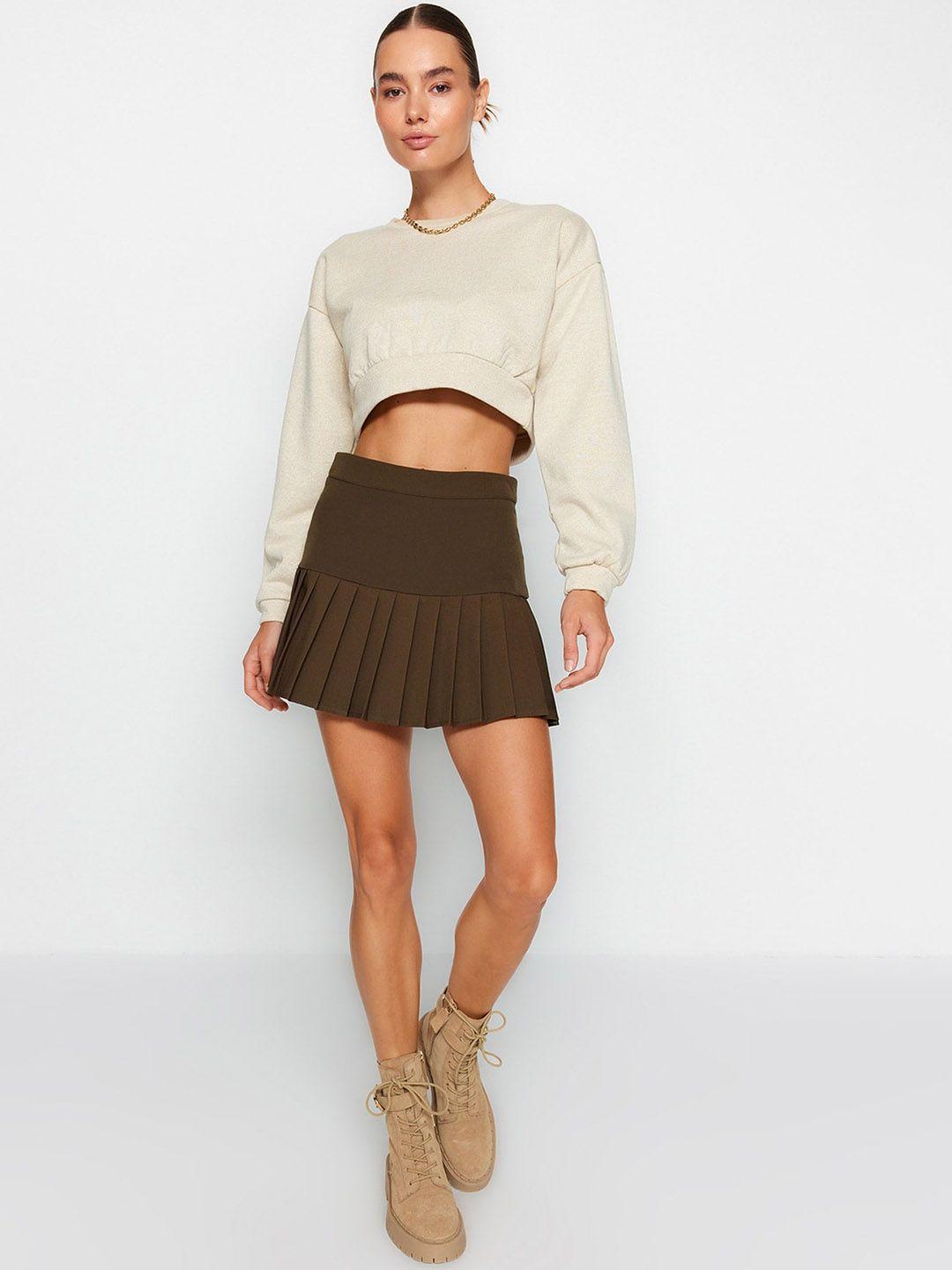 trendyol pleated flared mini skirt