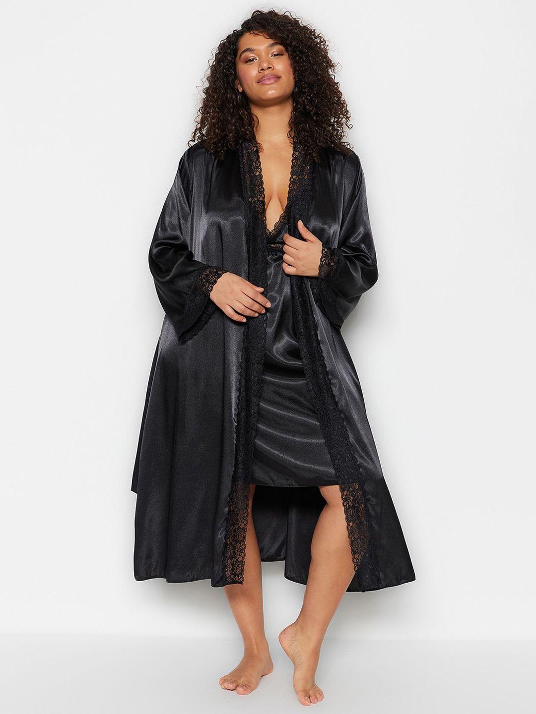 trendyol plus size knee length nightdress with robe