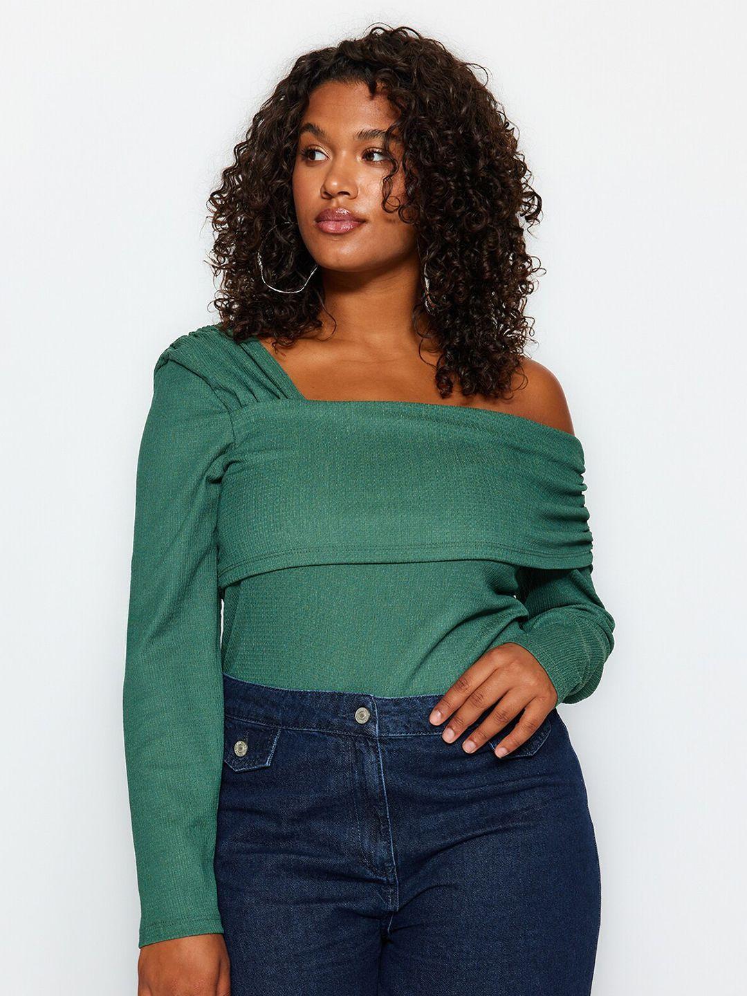 trendyol plus size one shoulder layered top