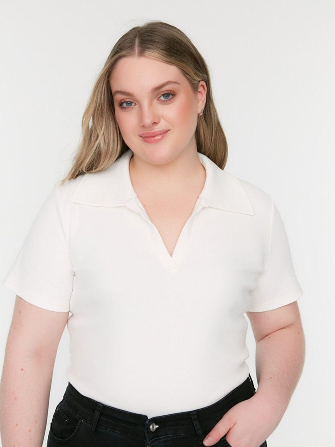 trendyol plus size women white shirt style top