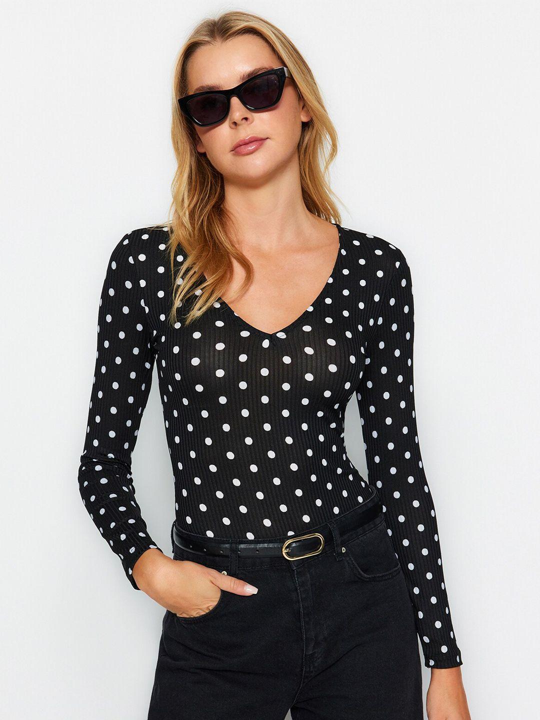 trendyol polka dot print styled back top