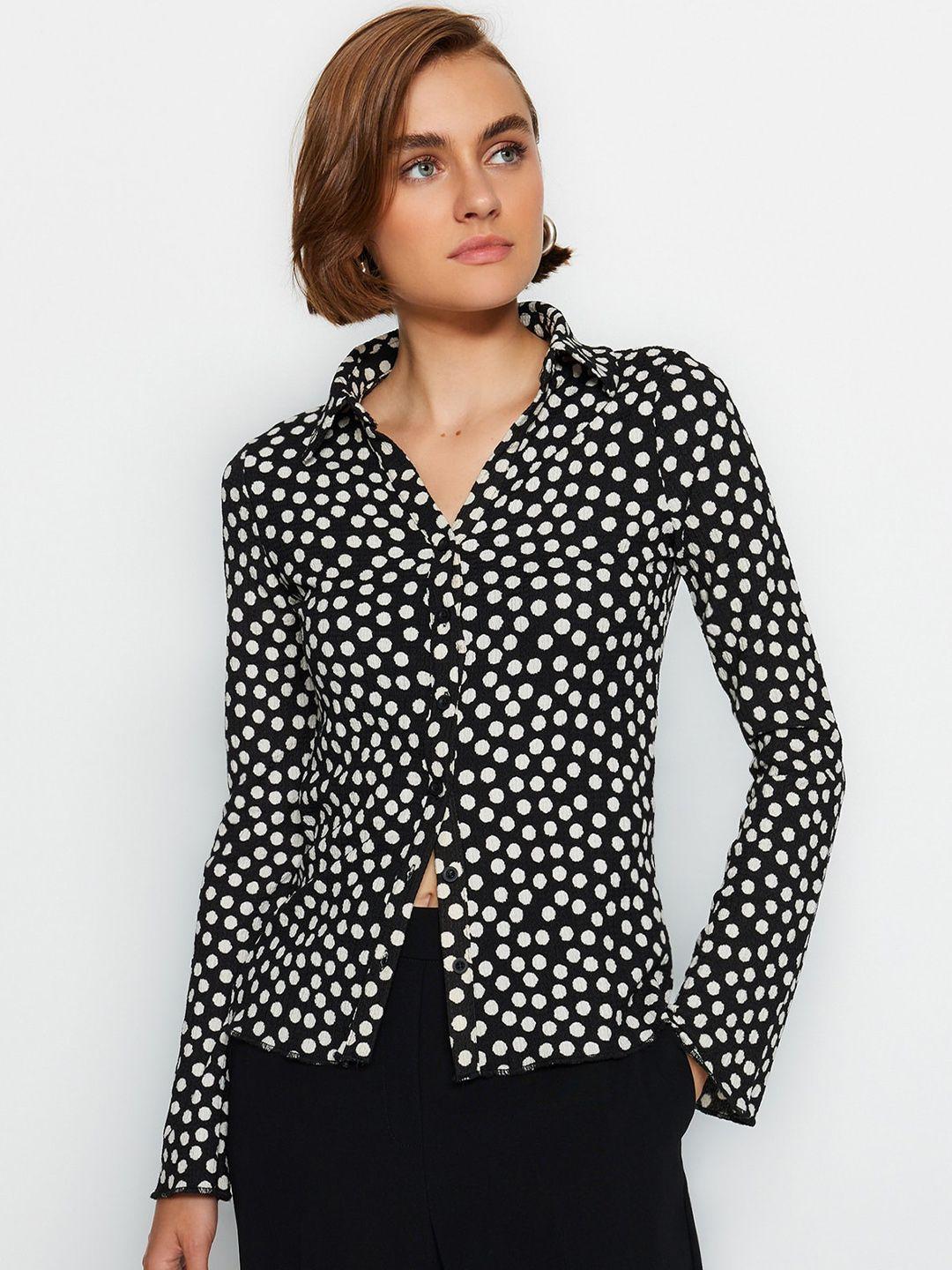 trendyol polka dot printed casual shirt