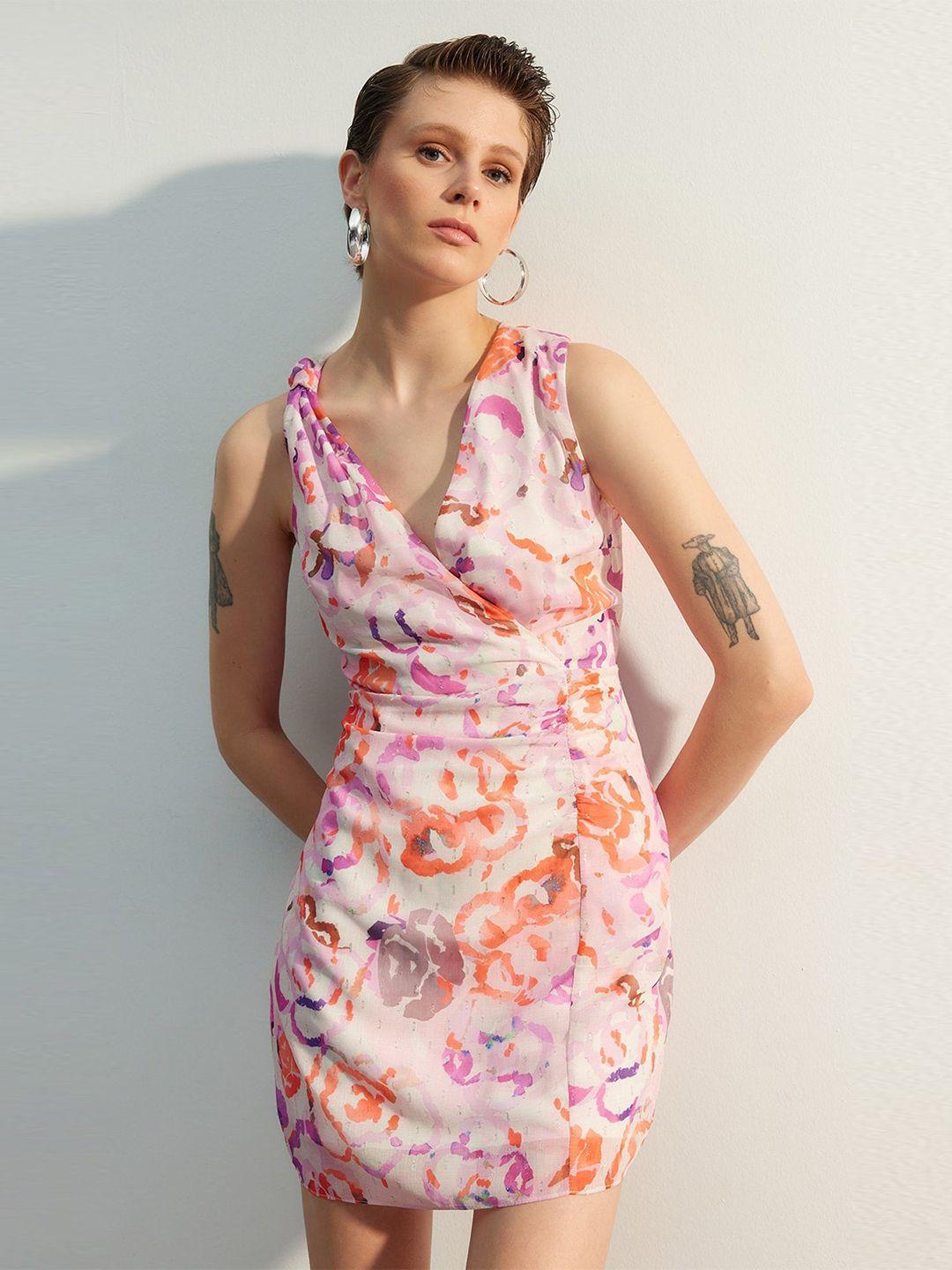 trendyol print v-neck dress