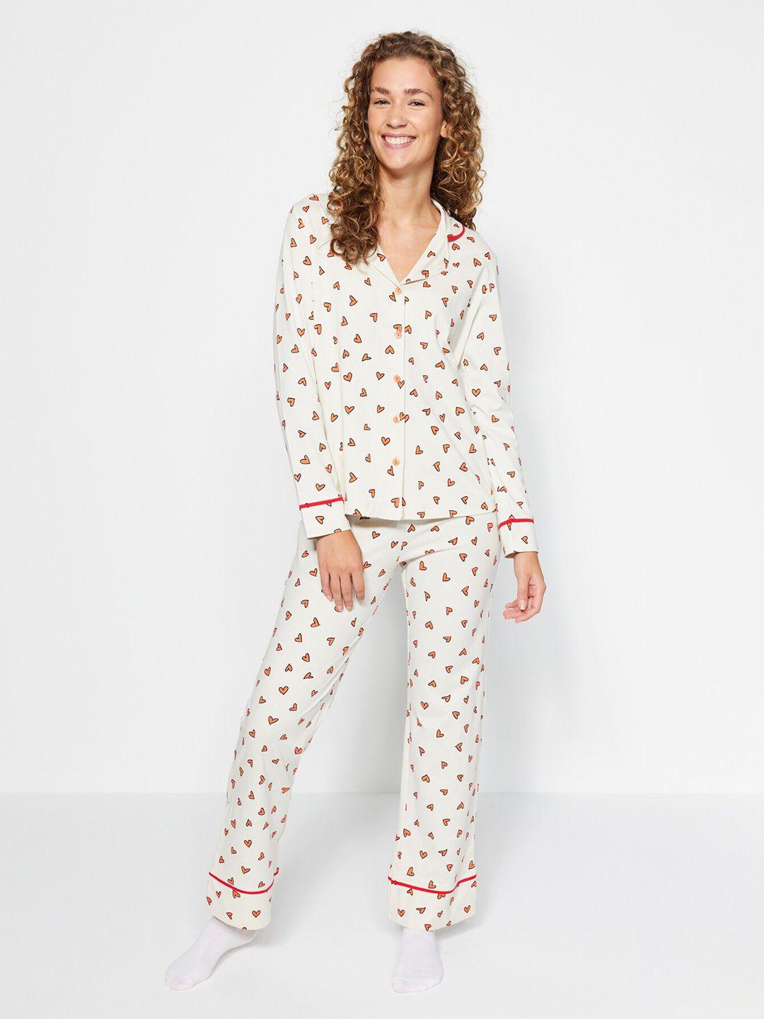 trendyol printed pure cotton night suit