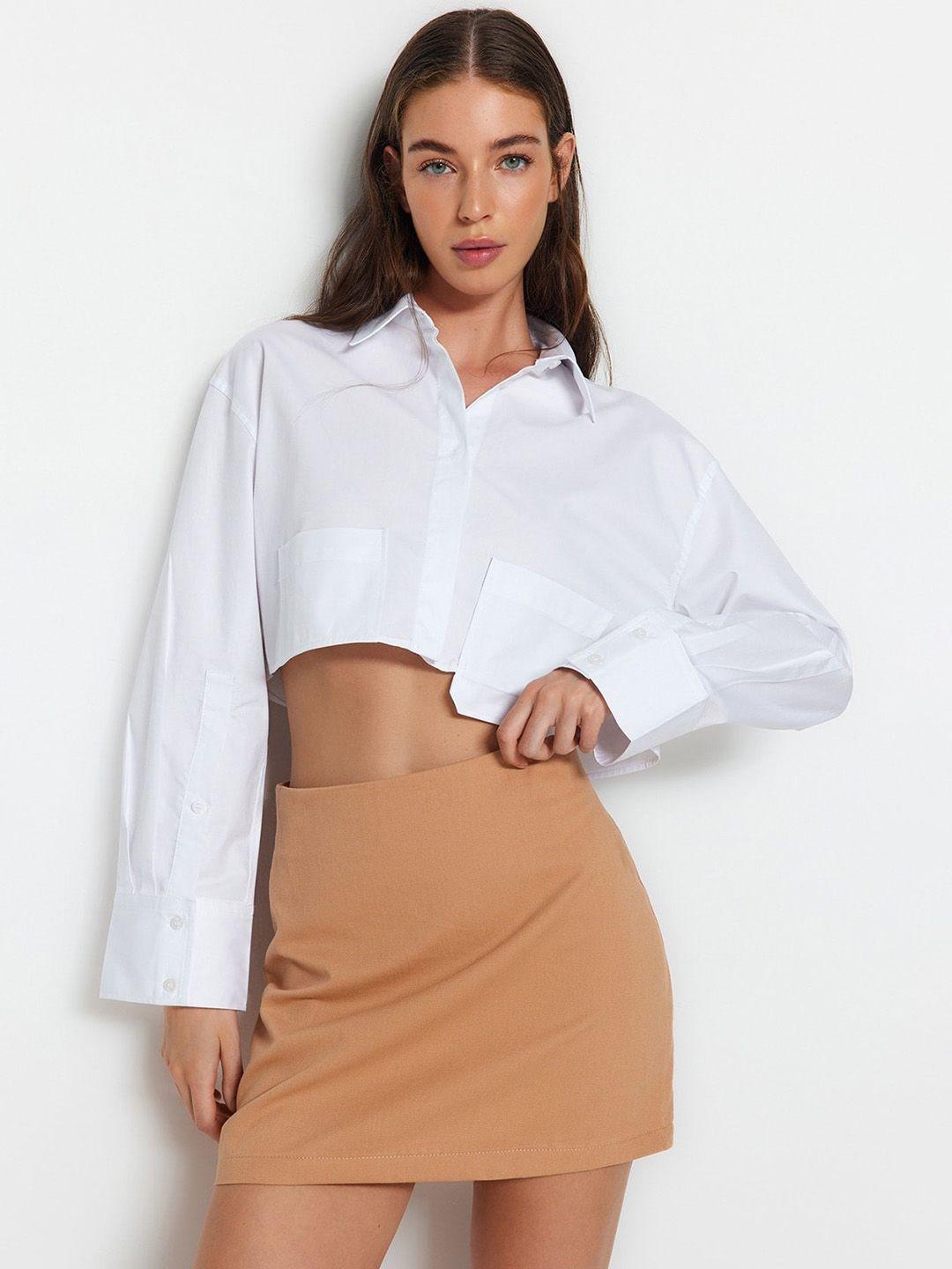 trendyol pure cotton straight mini skirt