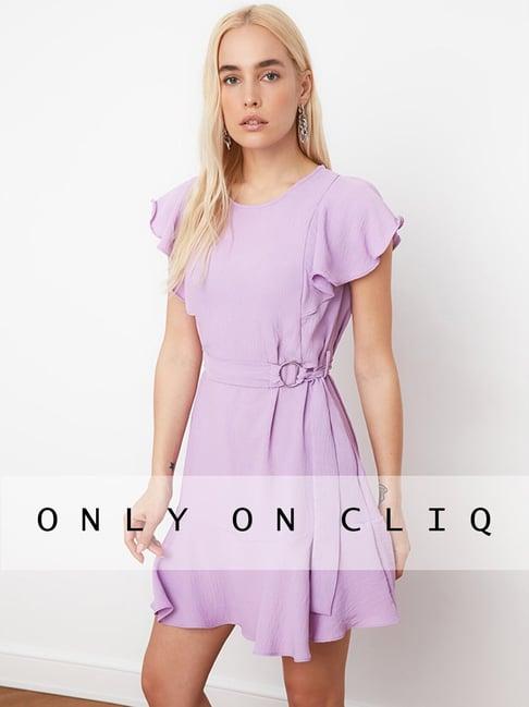 trendyol purple a-line dress