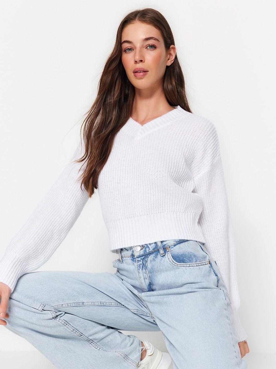 trendyol ribbed crop acrylic pullover