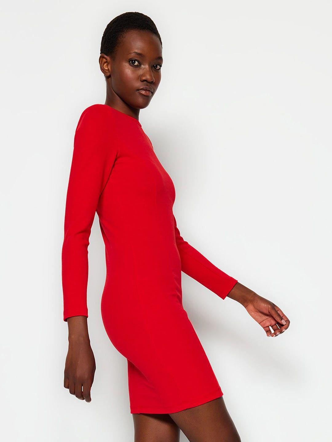 trendyol round neck bodycon dress