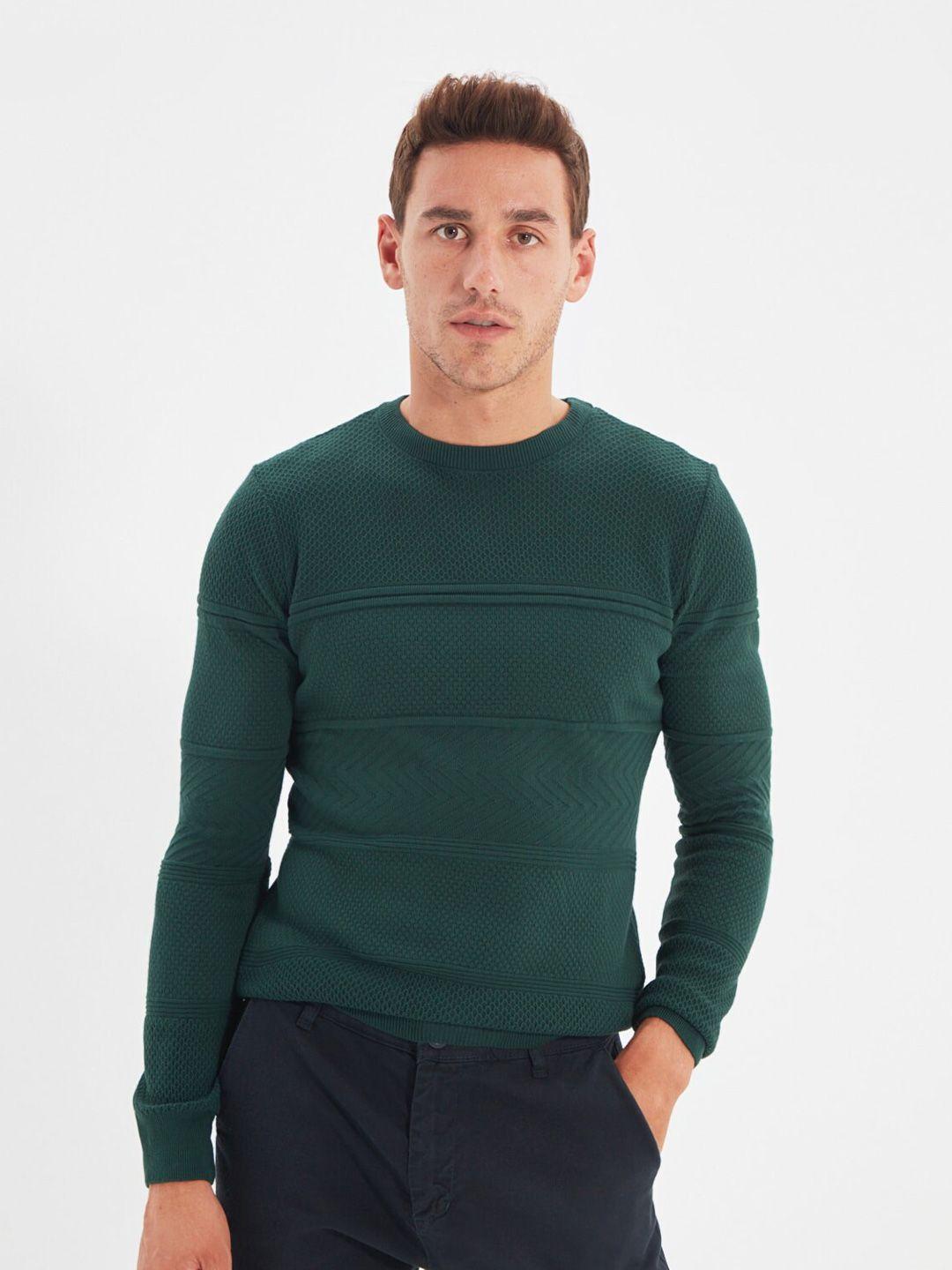 trendyol self design cable knit acrylic pullover sweater