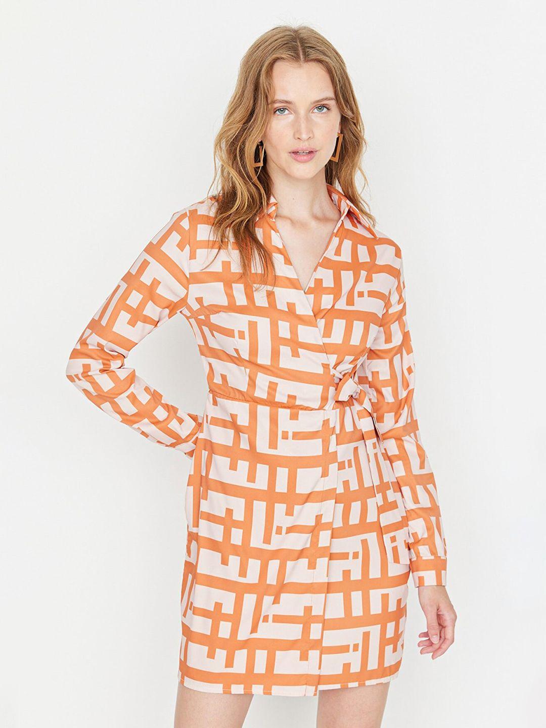 trendyol shirt collar wrap dress