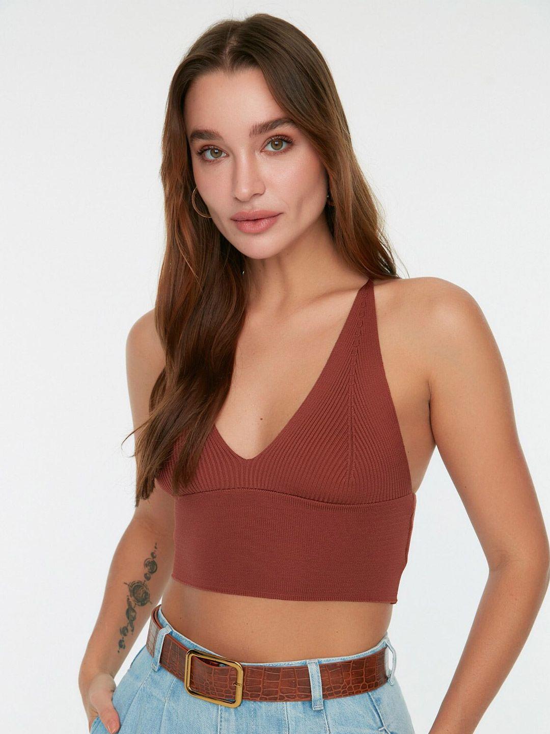 trendyol shoulder strap bralette crop top