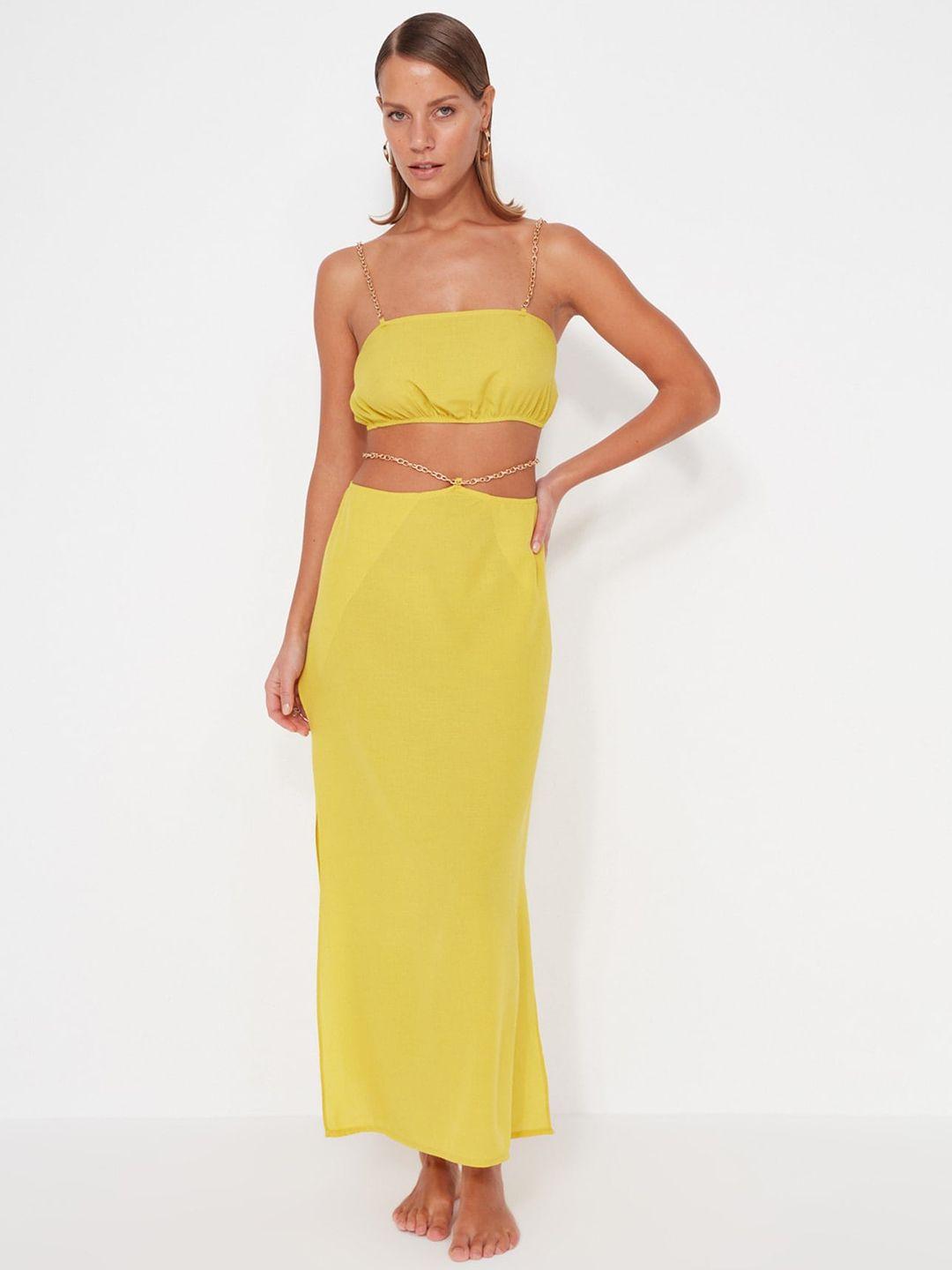 trendyol shoulder strap top with maxi skirt co-ords