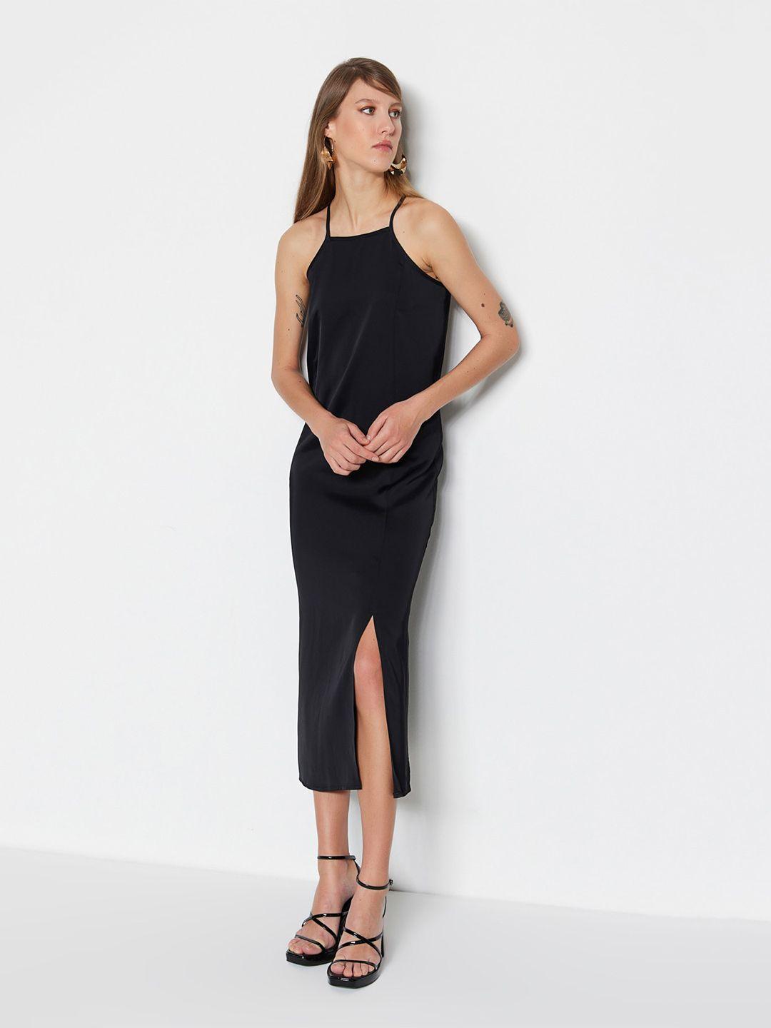 trendyol shoulder straps a-line midi dress