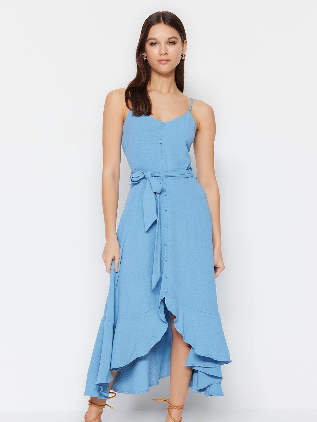 trendyol shoulder straps a-line midi dress