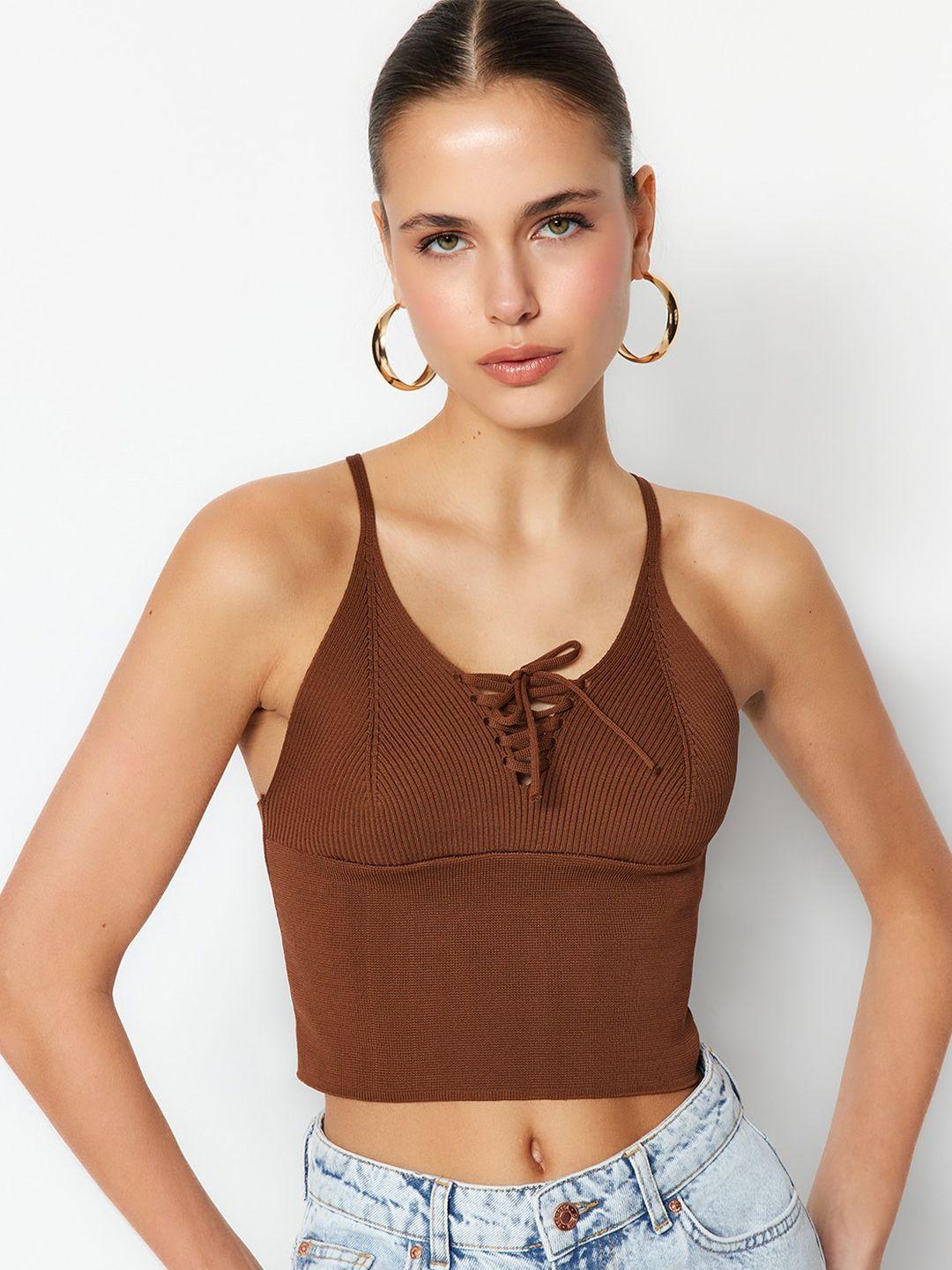 trendyol shoulder straps crop top