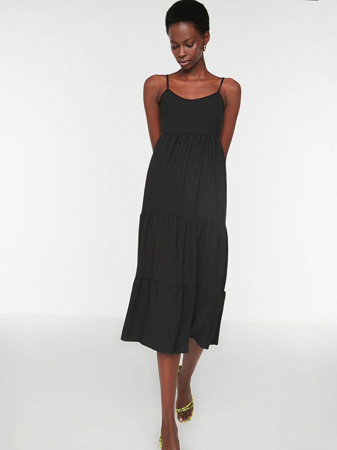 trendyol shoulder straps tiered a-line dress