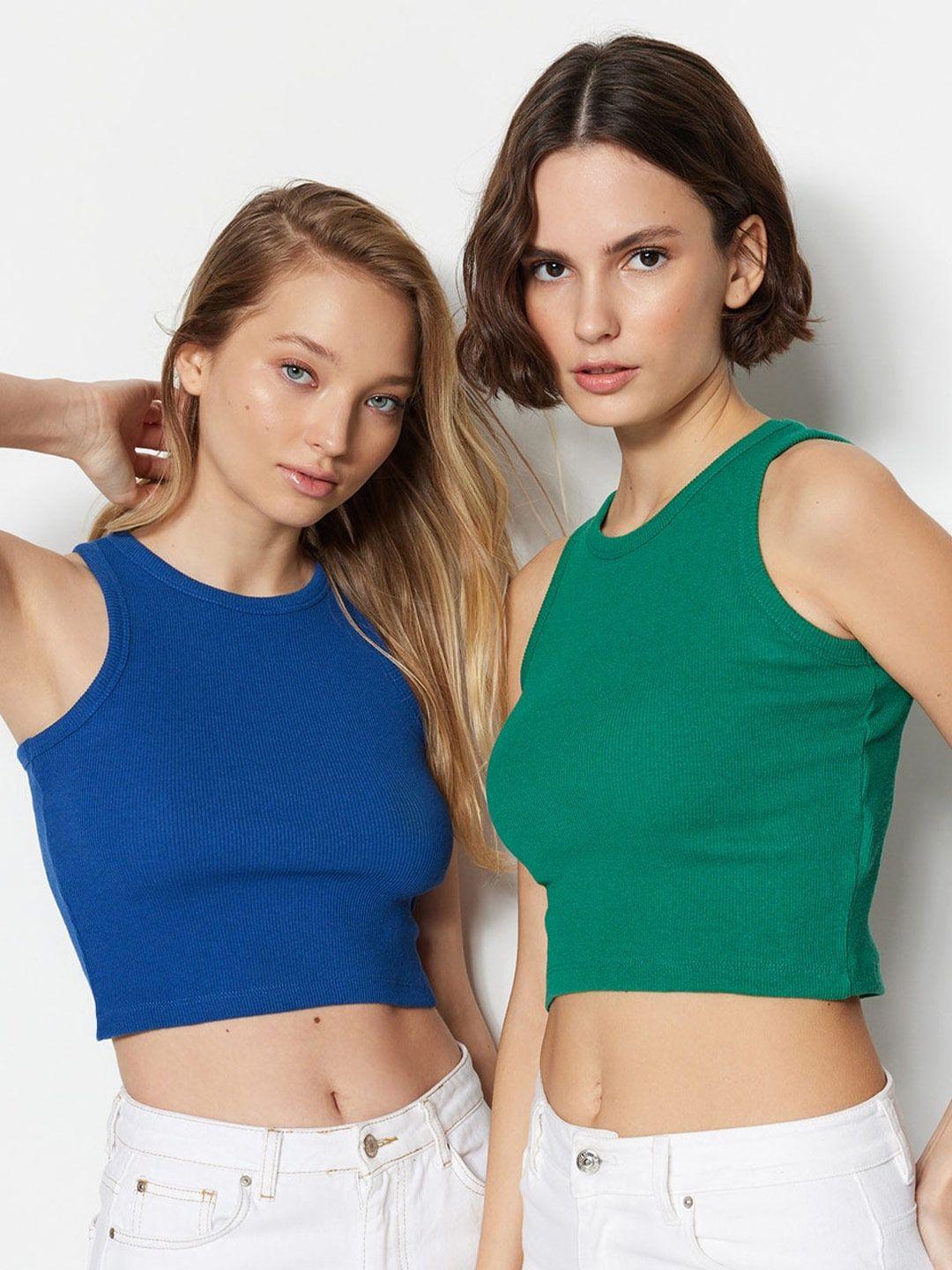 trendyol sleeveless cotton fitted crop top